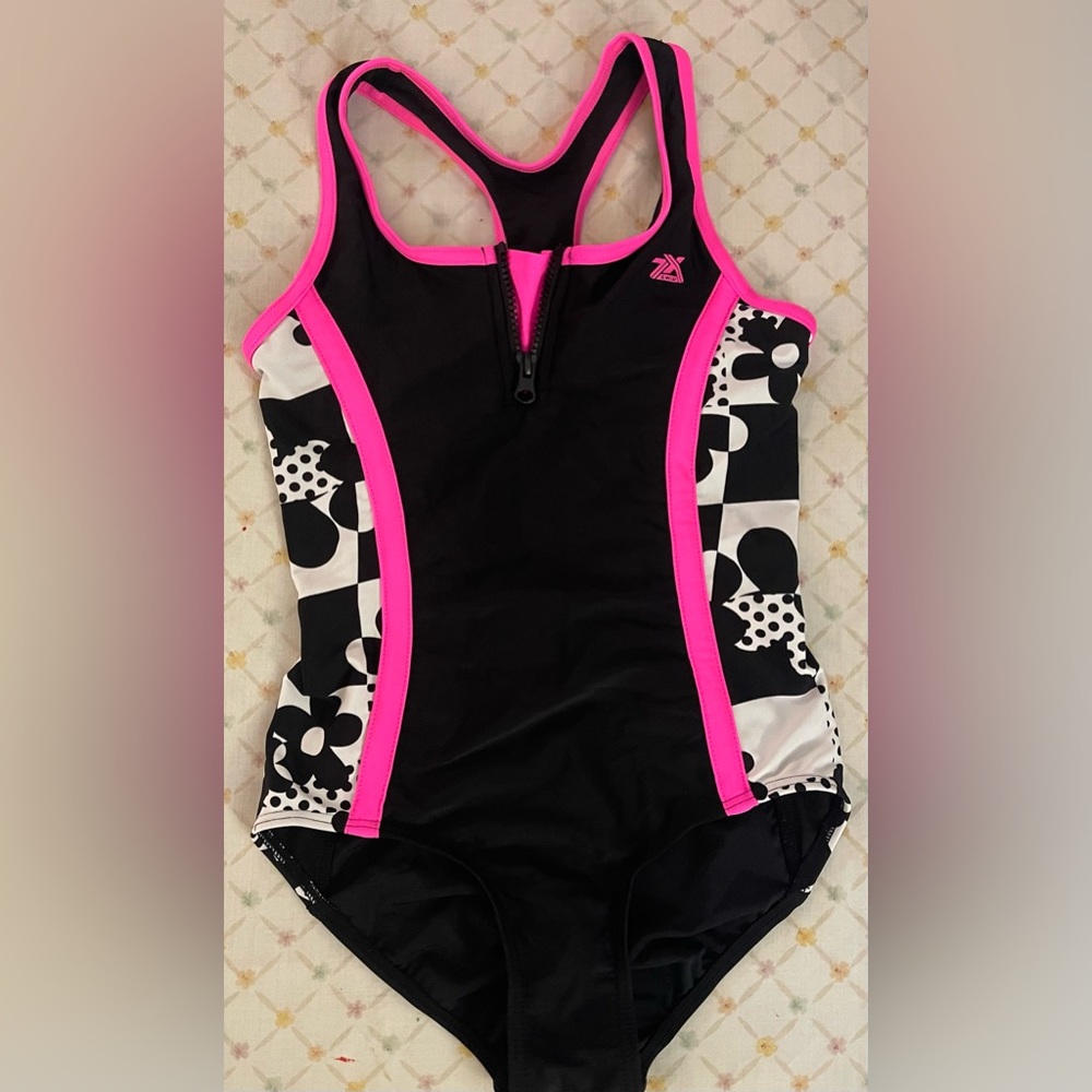 ZeroXposur Black and Pink One Piece Swimsuit with Sporty Design